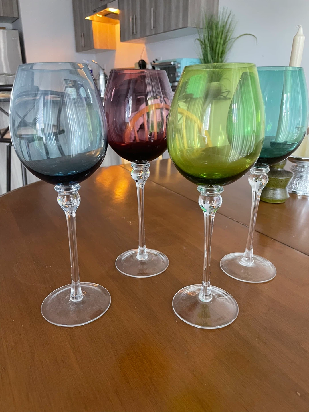 Set of 4 Multicoloured Wine Glasses