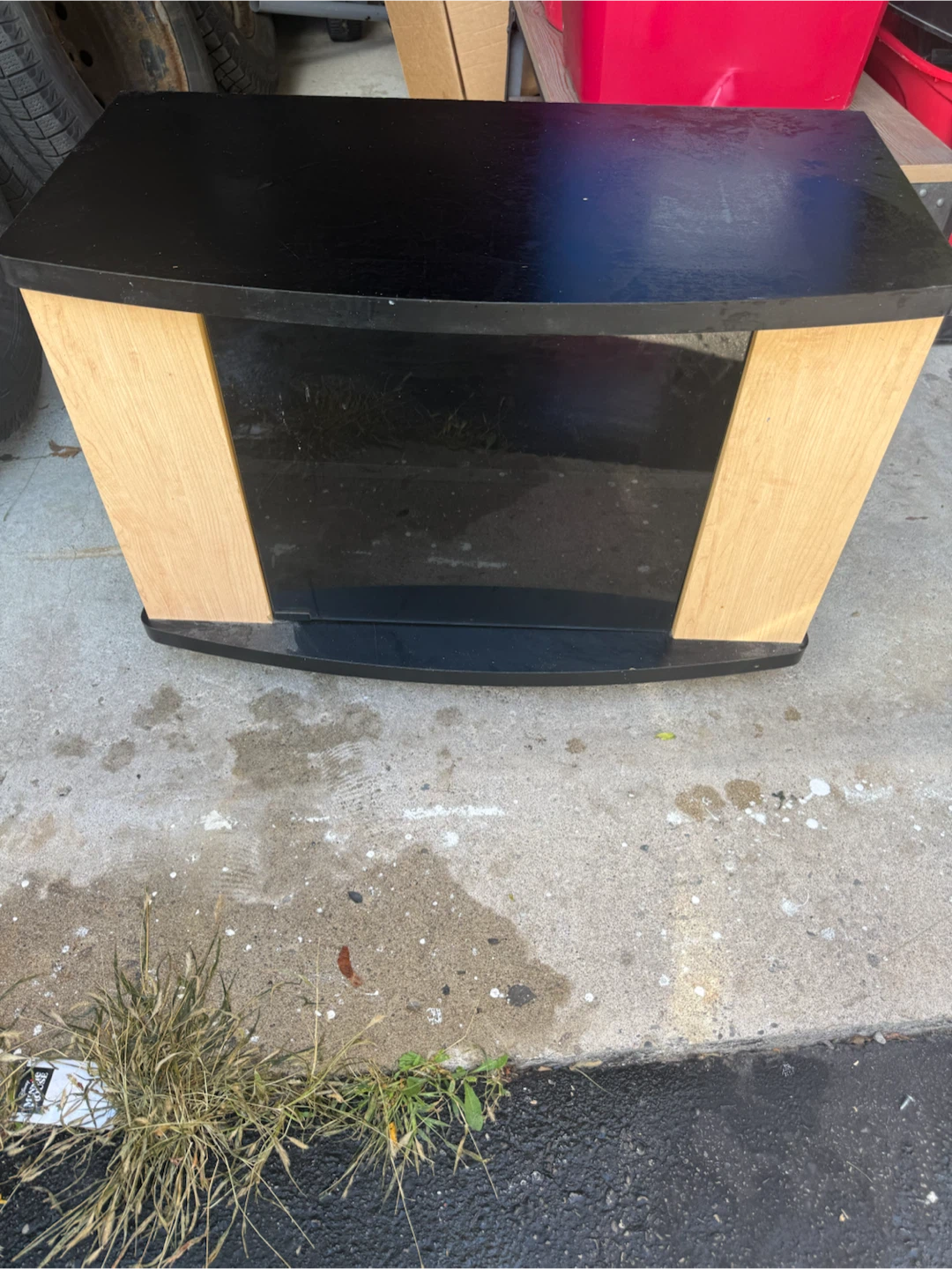Black and Light Wood Media Stand