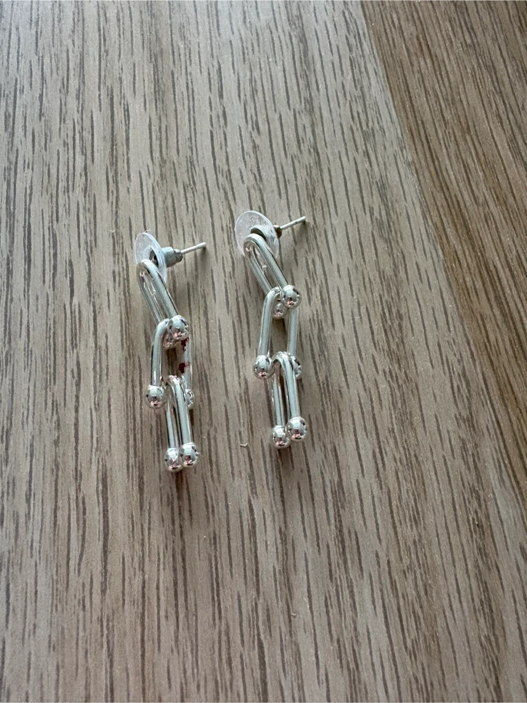 Silver plated link earrings