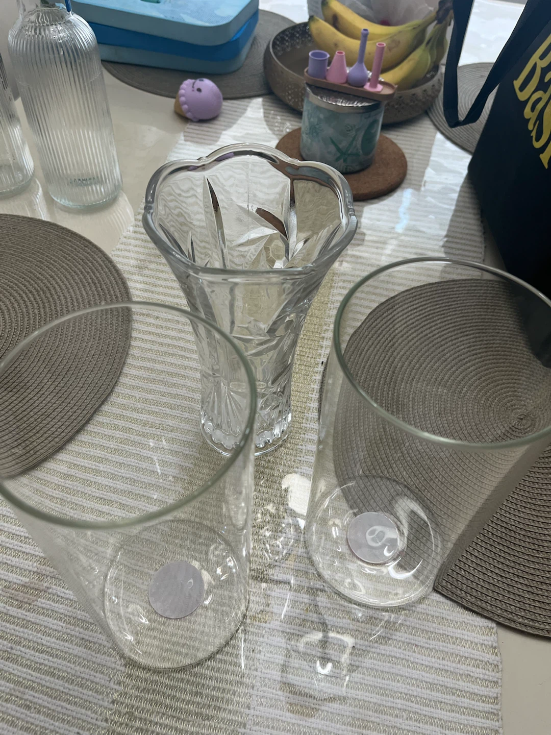 Set of Three Glass Vases