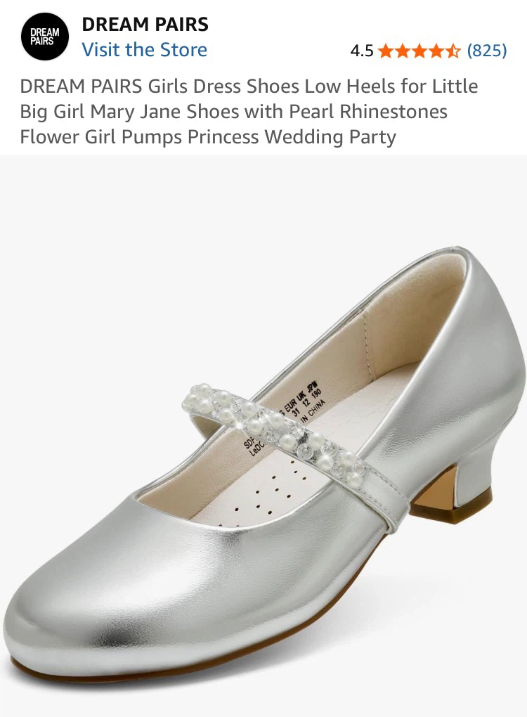 Dream Pairs Girls Silver Mary Jane Shoes