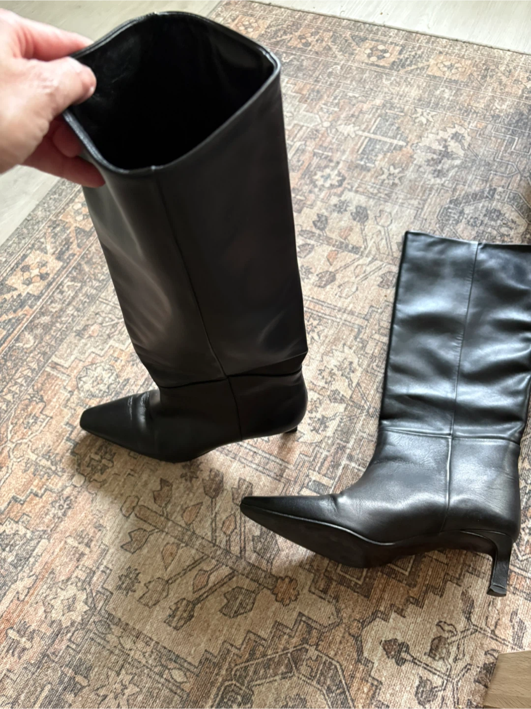 $4 Massimo Dutti Black Leather Knee High Boots