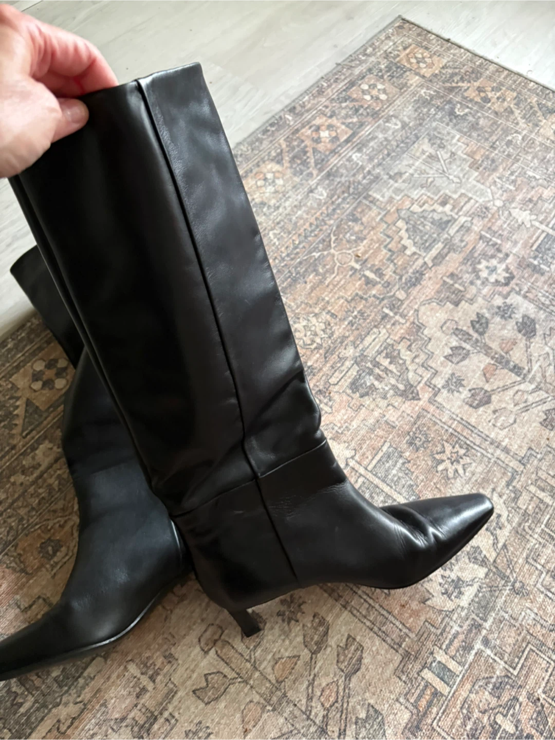 $4 Massimo Dutti Black Leather Knee High Boots - photo 3