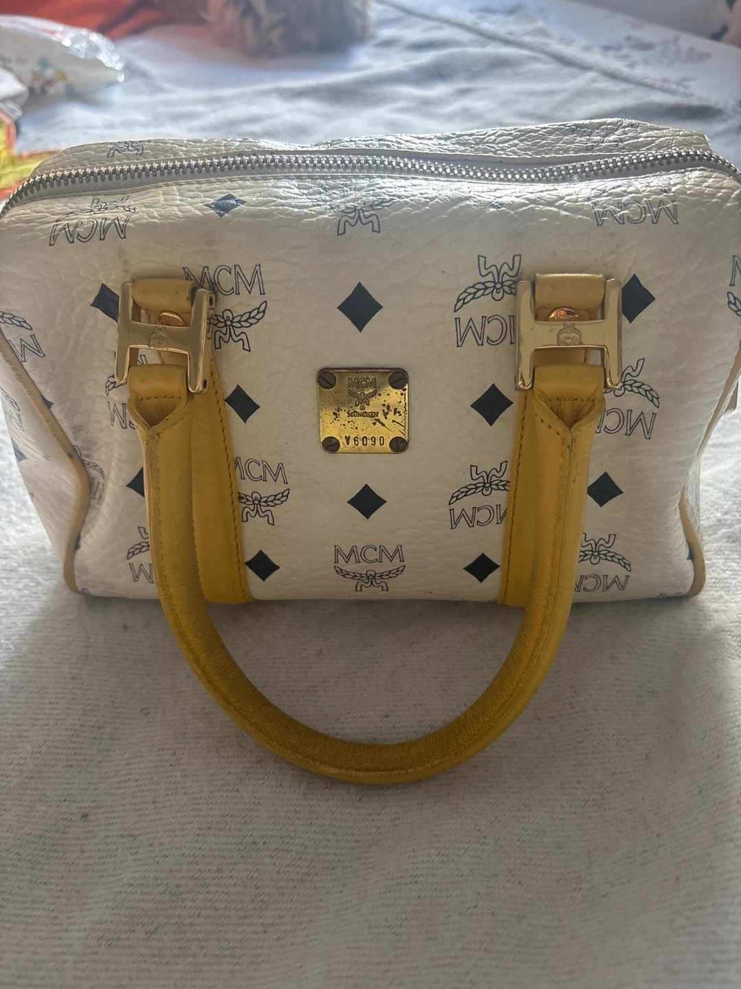 MCM Visetos Monogram Boston Bag