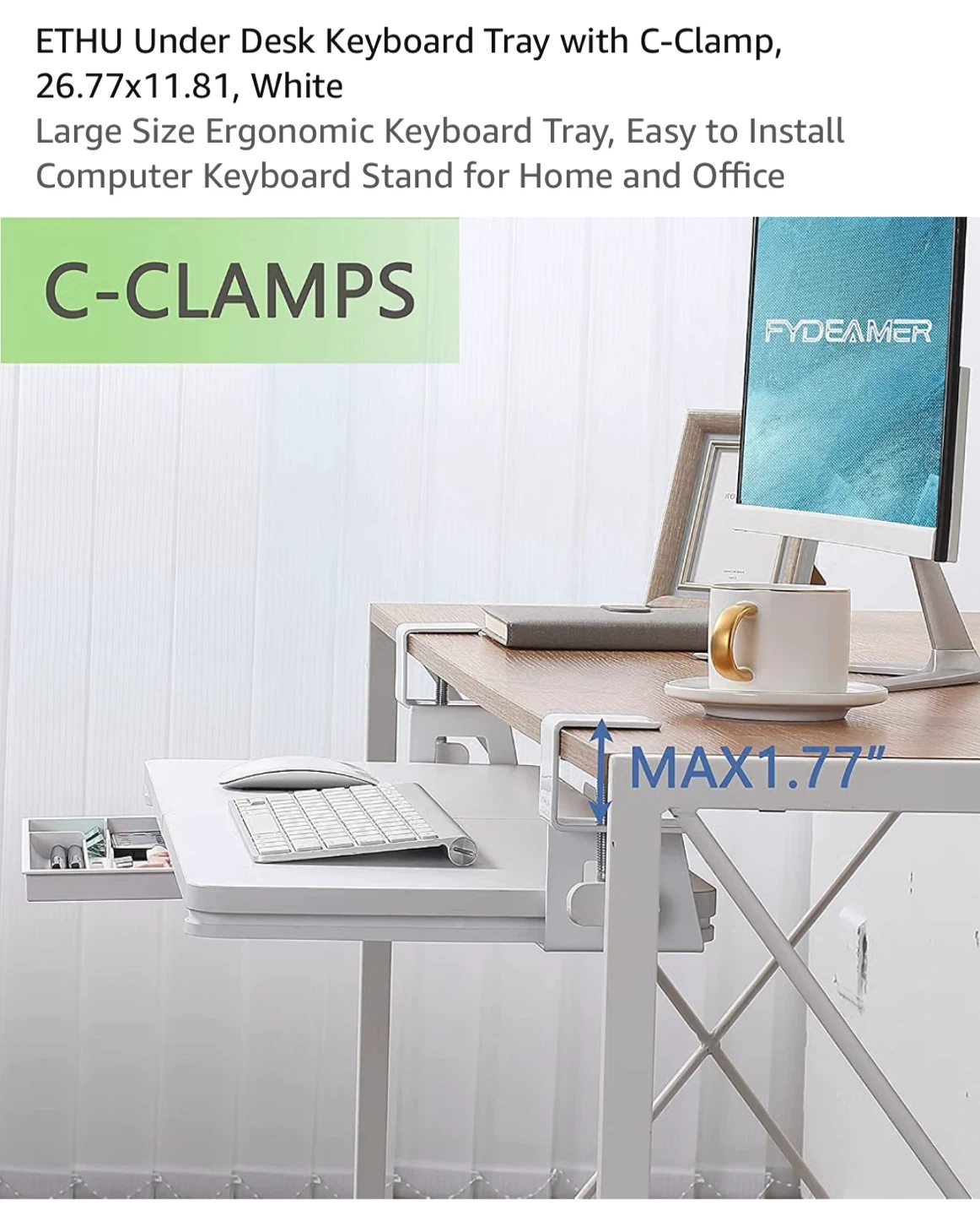 ETHU White Under-Desk Keyboard Tray