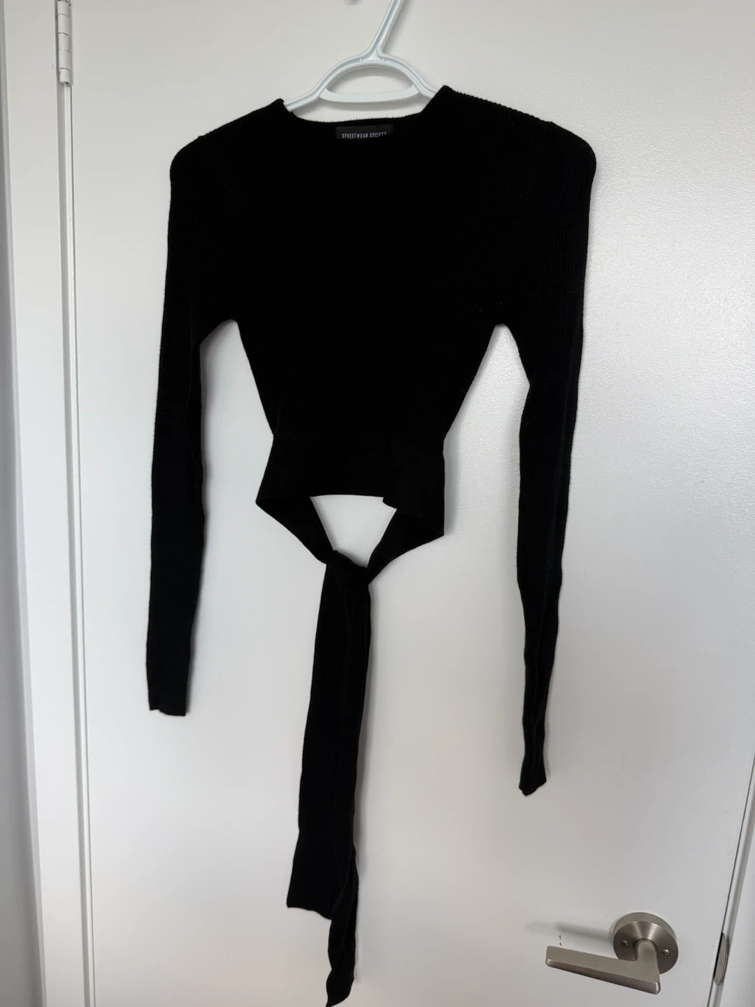 NEW Streetwear Society Ribbed Long Sleeve Top - Black
