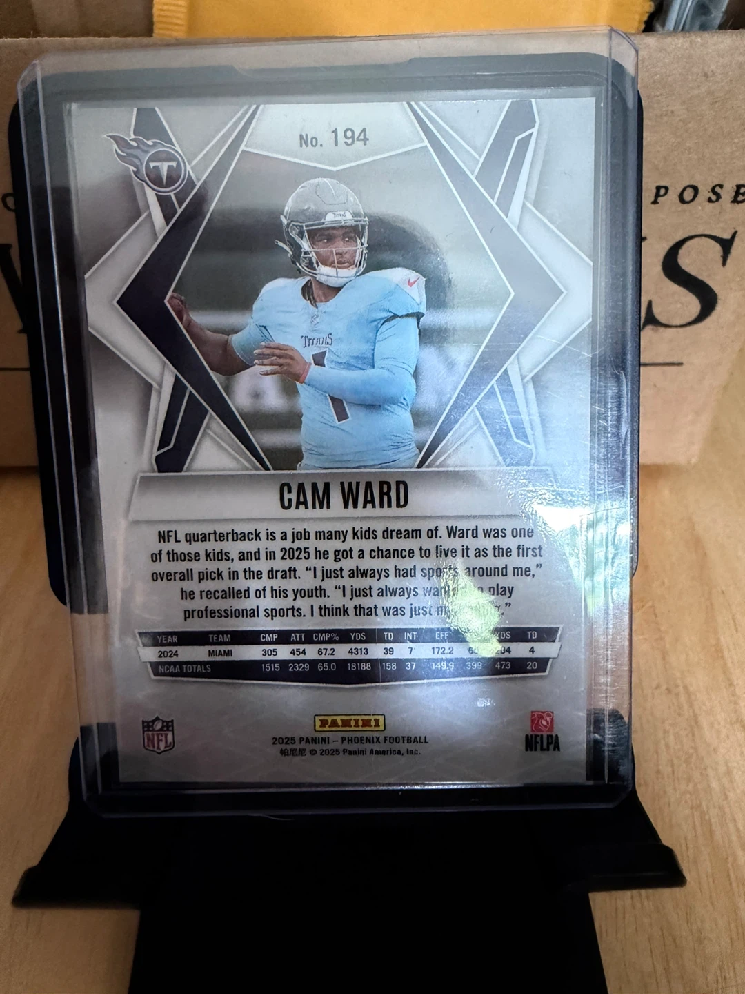2025 Panini Phoenix Cam Ward Rookie Card - photo 2