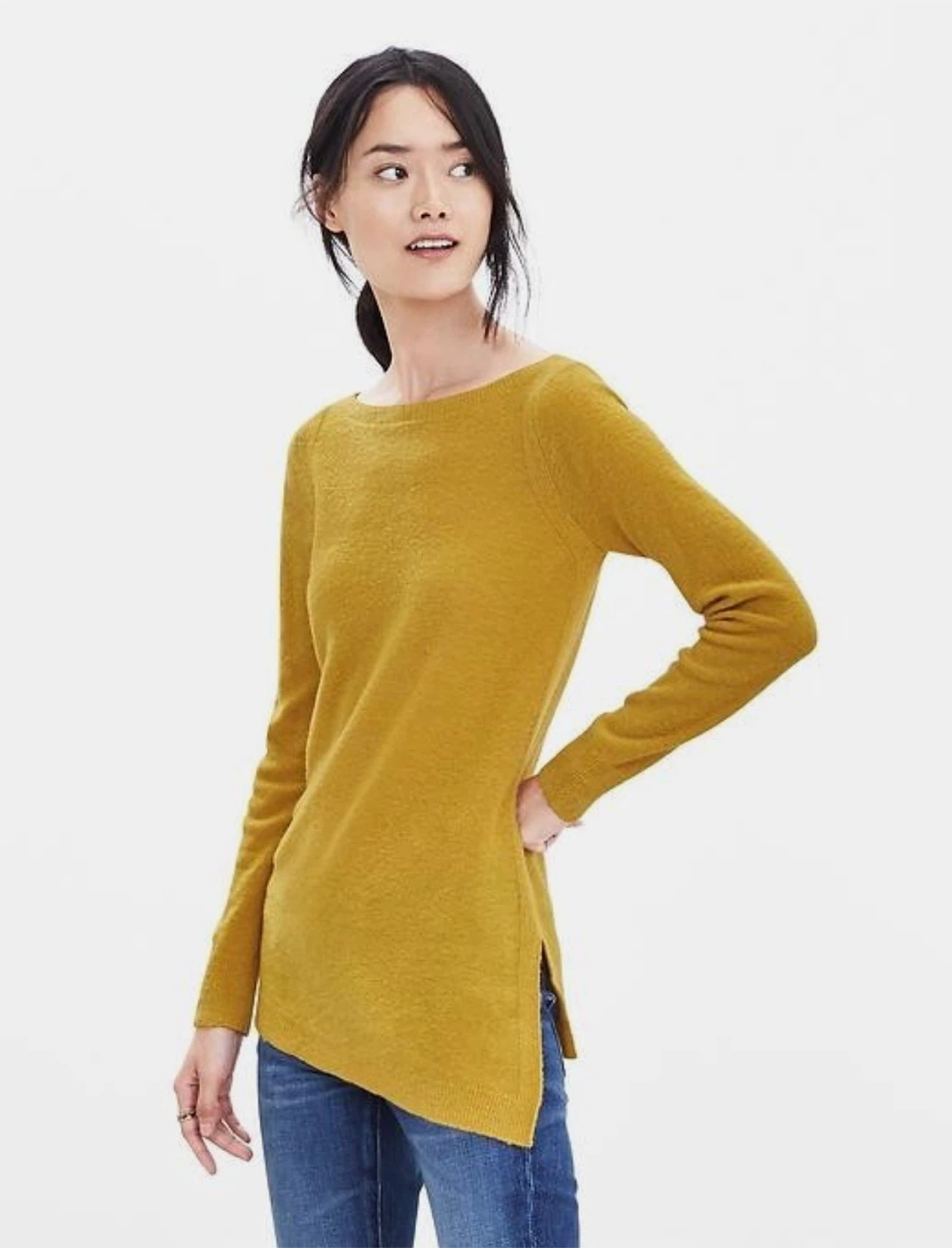 Banana Republic Asymmetrical Merino Knit Pullover, Mustard, L - photo 2