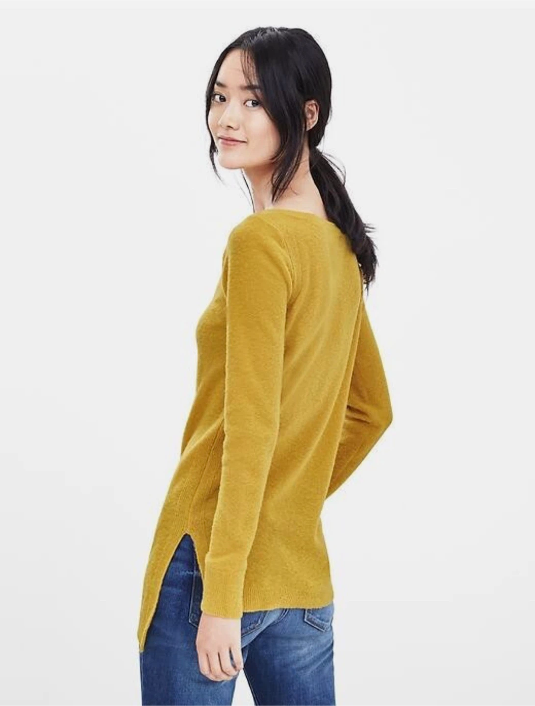 Banana Republic Asymmetrical Merino Knit Pullover, Mustard, L - photo 3