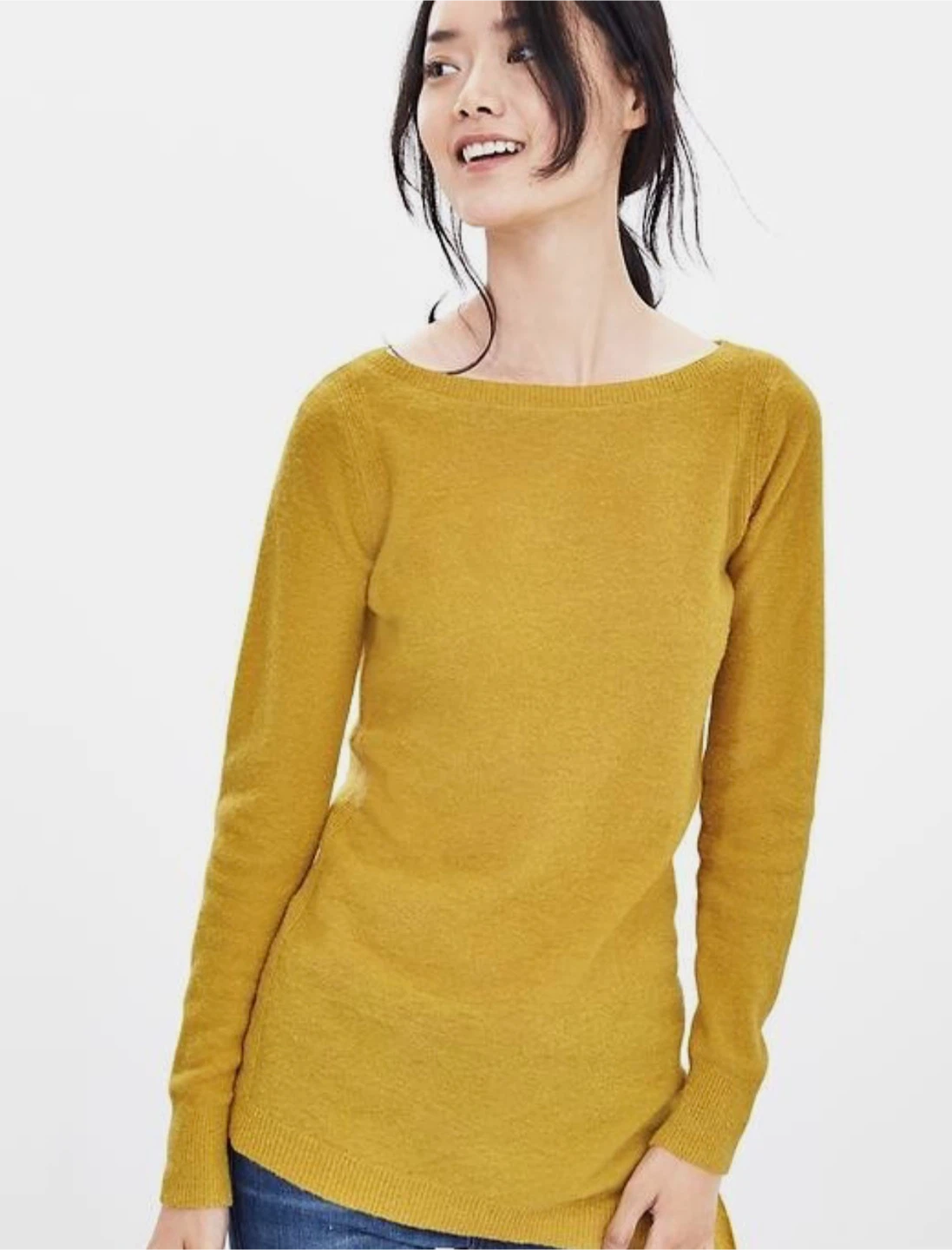 Banana Republic Asymmetrical Merino Knit Pullover, Mustard, L