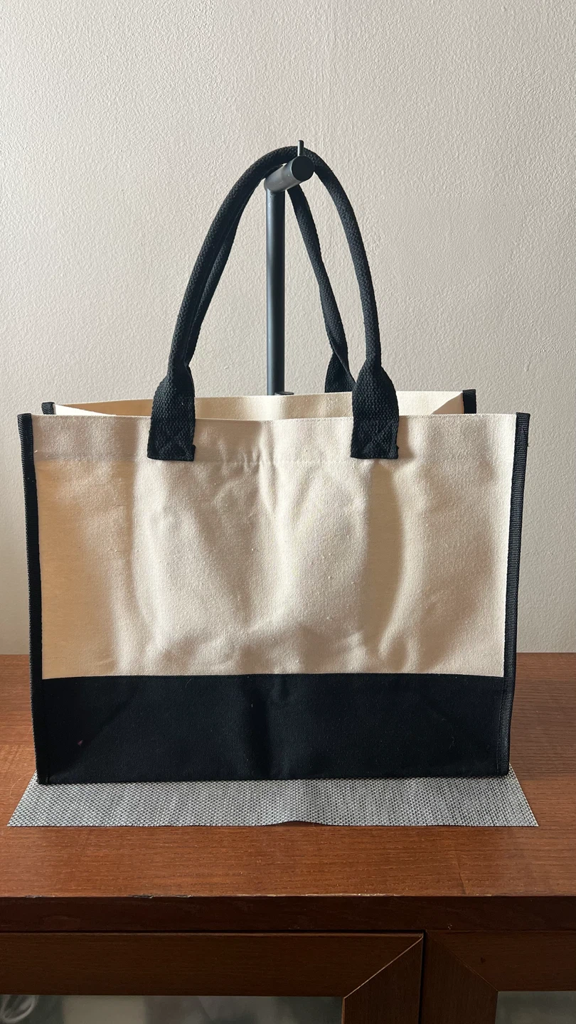 Monogrammed “C” Cream and Black Cotton Canvas Tote Bag - photo 2