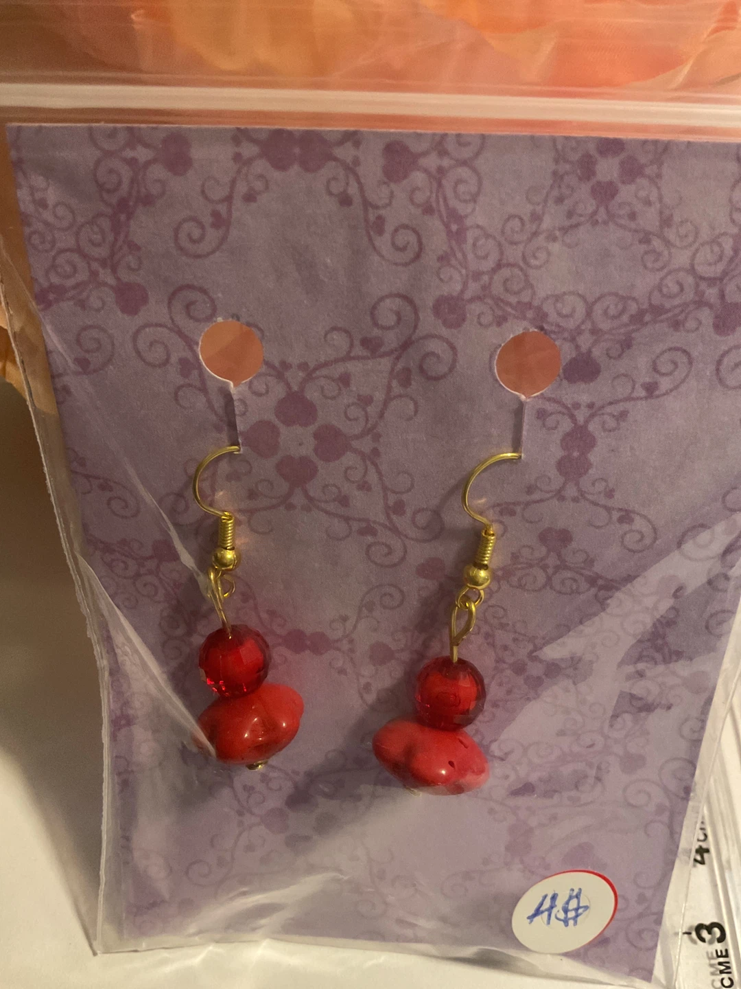 Red Flower Bead Earrings