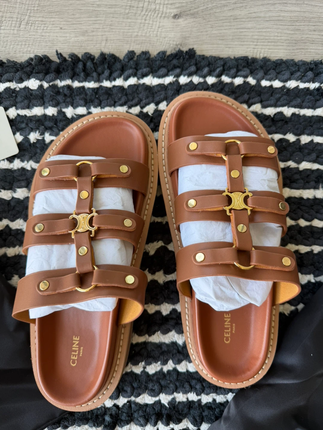 Celine Tan Leather Sandals - photo 3