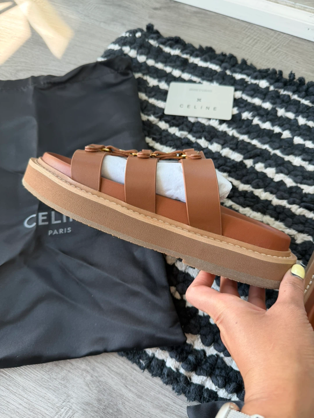 Celine Tan Leather Sandals - photo 4