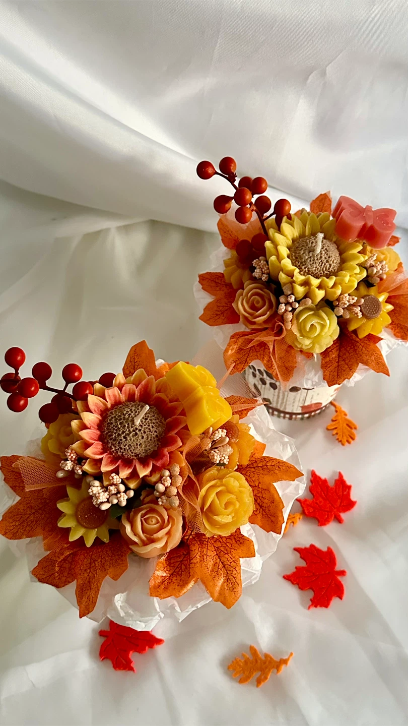 Fall Bouquet with Candles - Thanksgiving