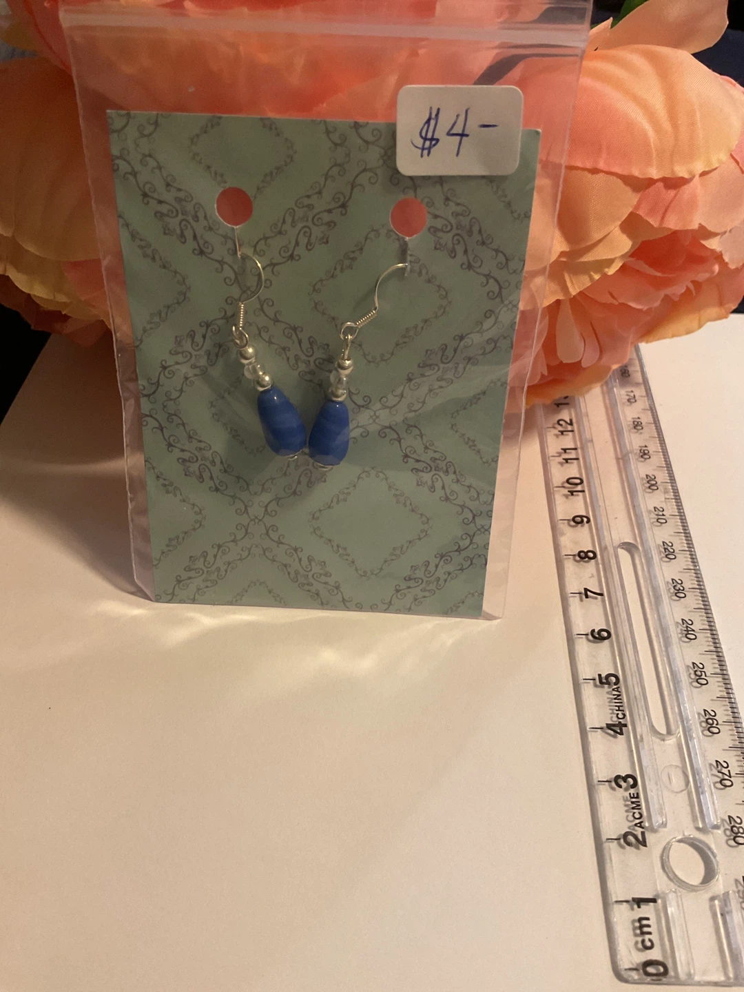 Blue Teardrop Bead Earrings - photo 2