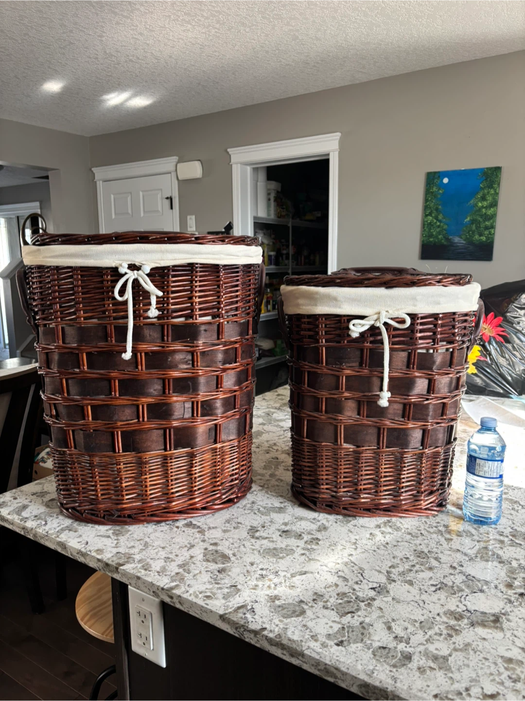 Set of Two Wicker Storage Baskets with Lids