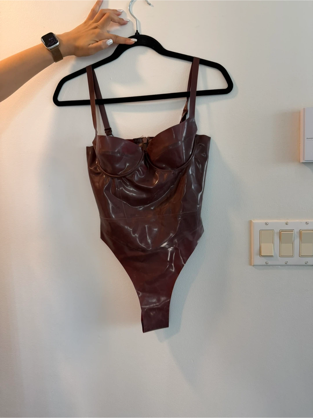 Burgundy Latex Bodysuit