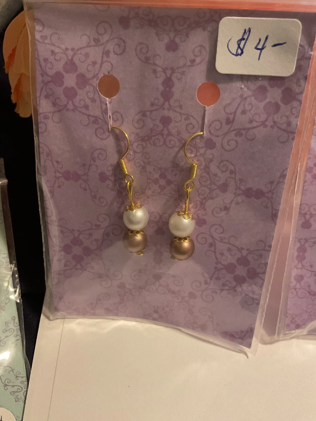 Two pairs of handmade bead earrings - photo 2