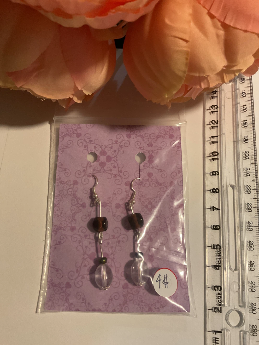 Beaded dangle earrings - photo 2