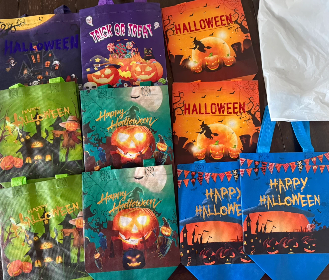 Set of 10 Halloween Reusable Tote Bags