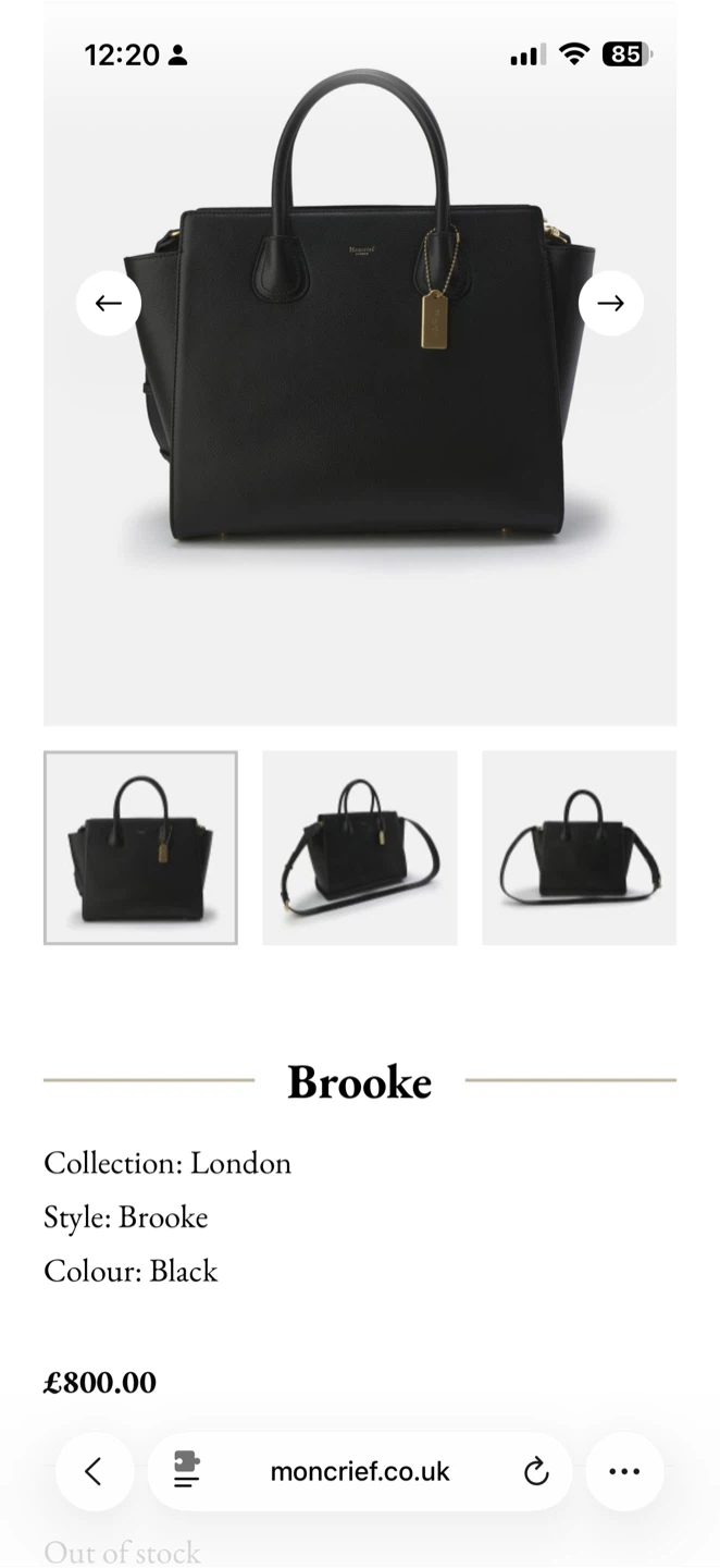 Moncrief London Brooke Black Leather Bag New with Tags - photo 5