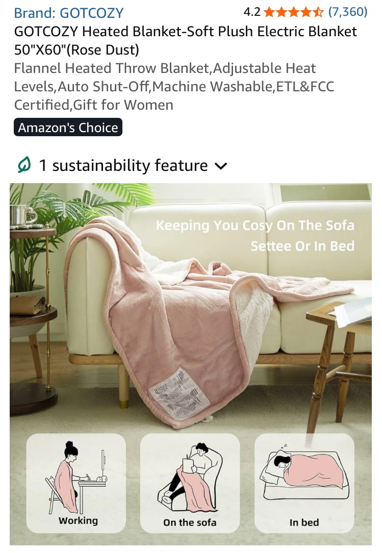 GOTCOZY Heated Throw Blanket - Rose Dust - photo 4
