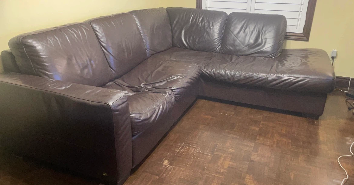Dark Brown Leather Sectional Sofa - photo 2