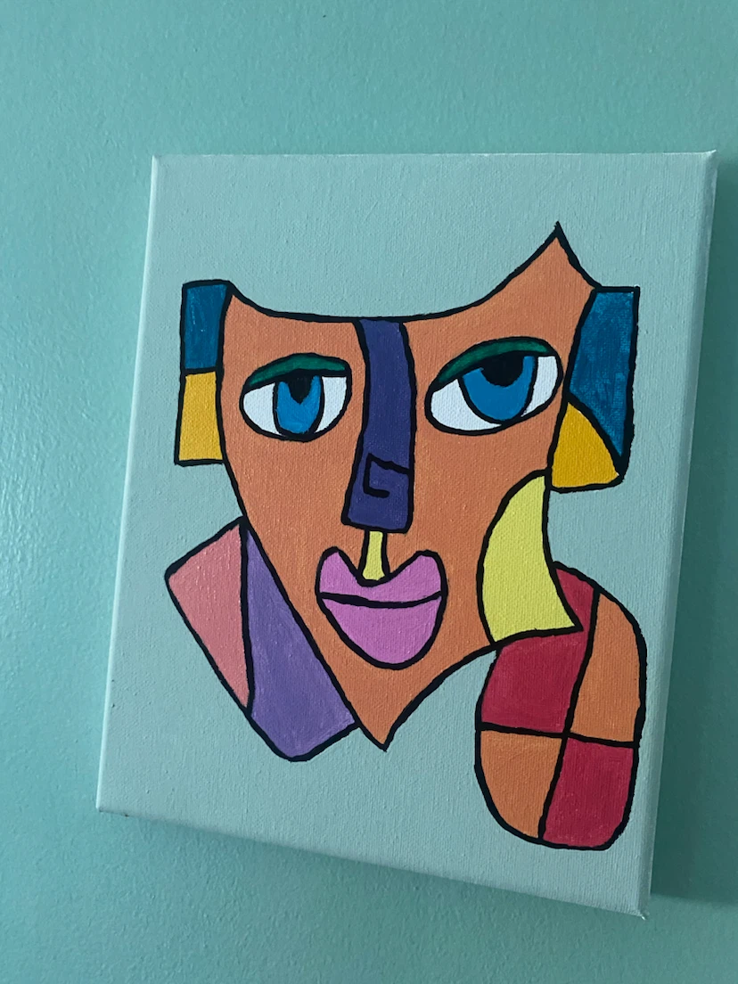 Set of 5 Abstract Face Canvas Paintings - photo 5