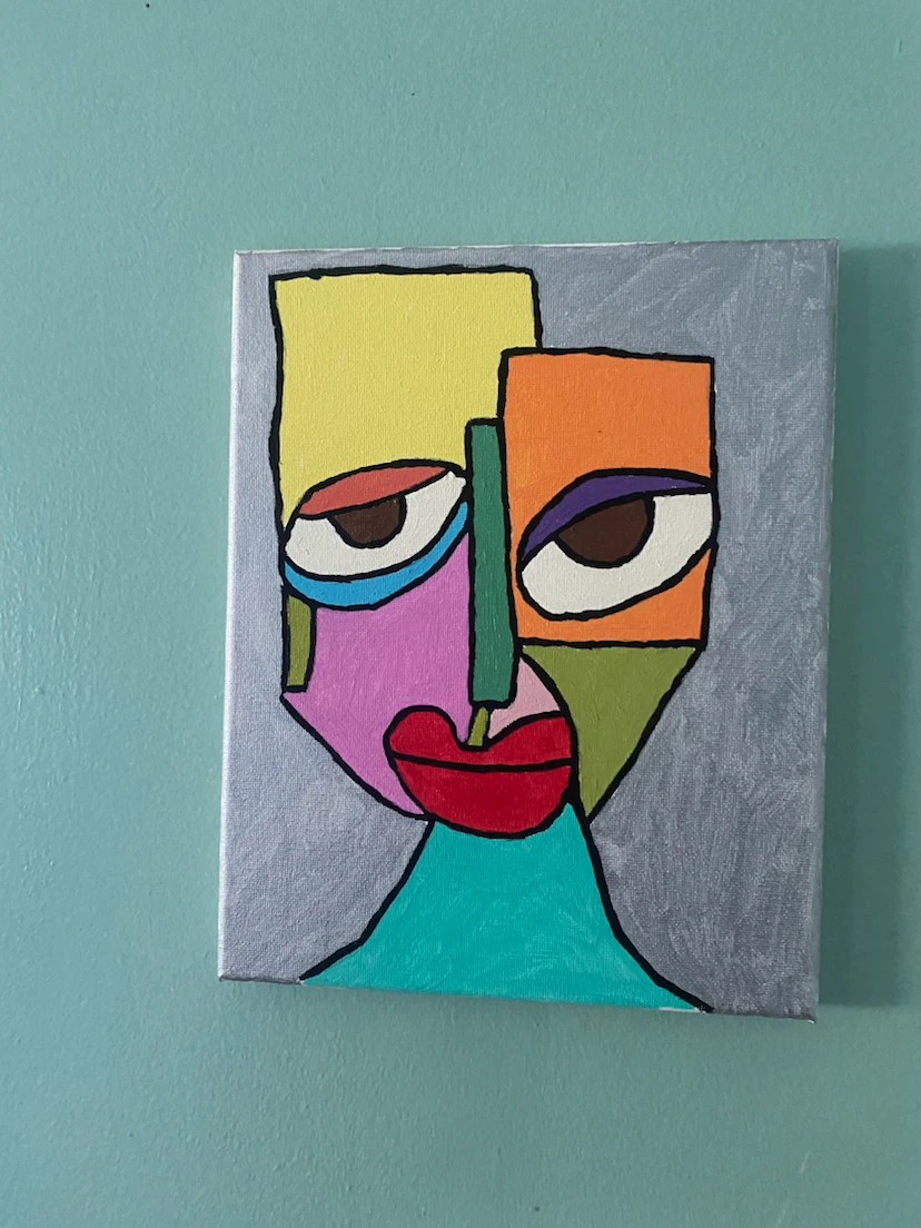 Set of 5 Abstract Face Canvas Paintings - photo 5