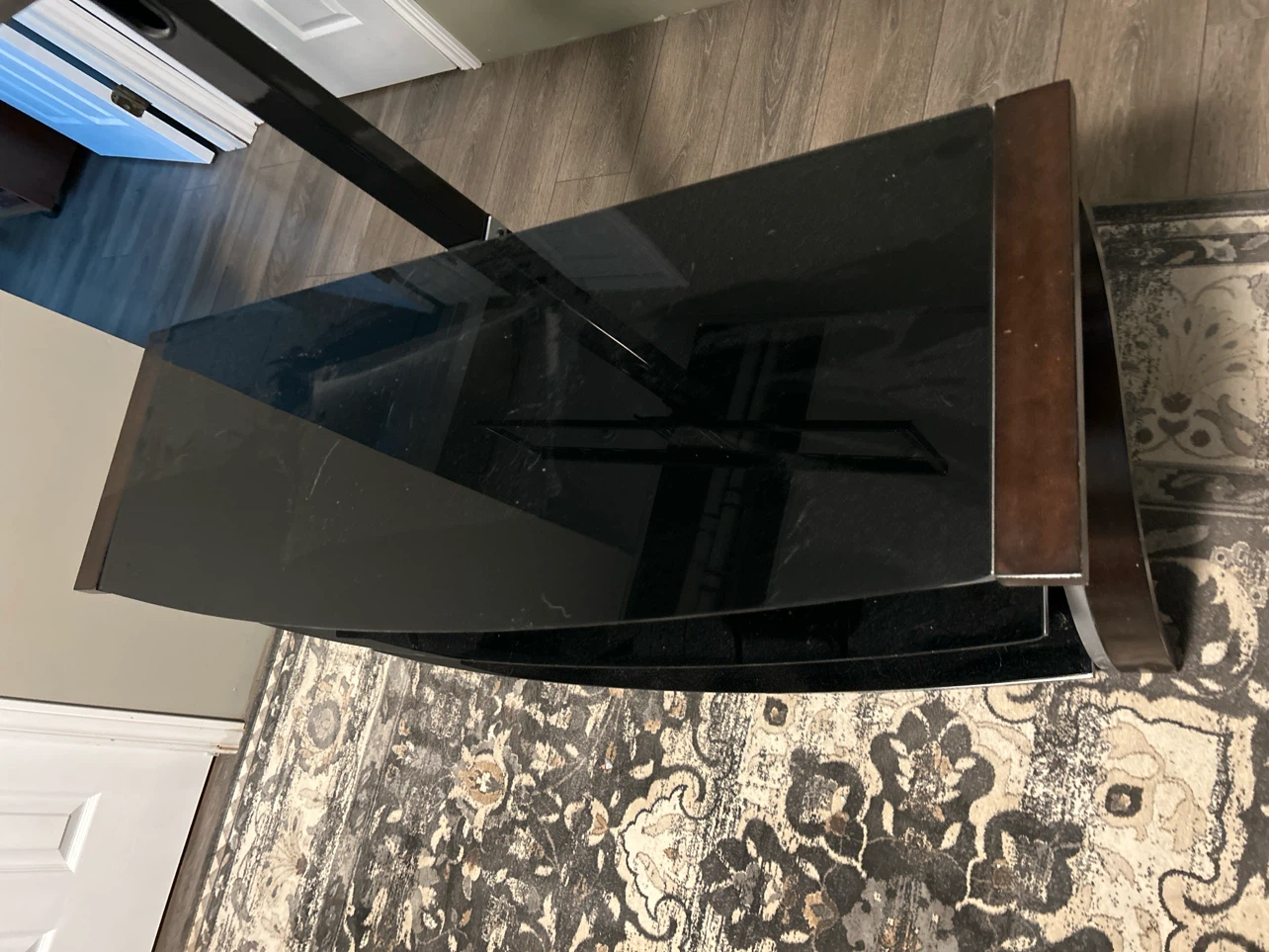 Glass and Wood TV Stand with Integrated Mount - photo 2