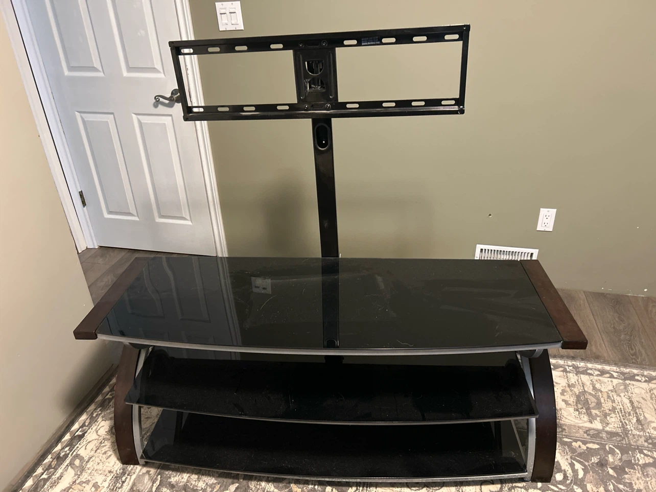 Glass and Wood TV Stand with Integrated Mount - photo 4