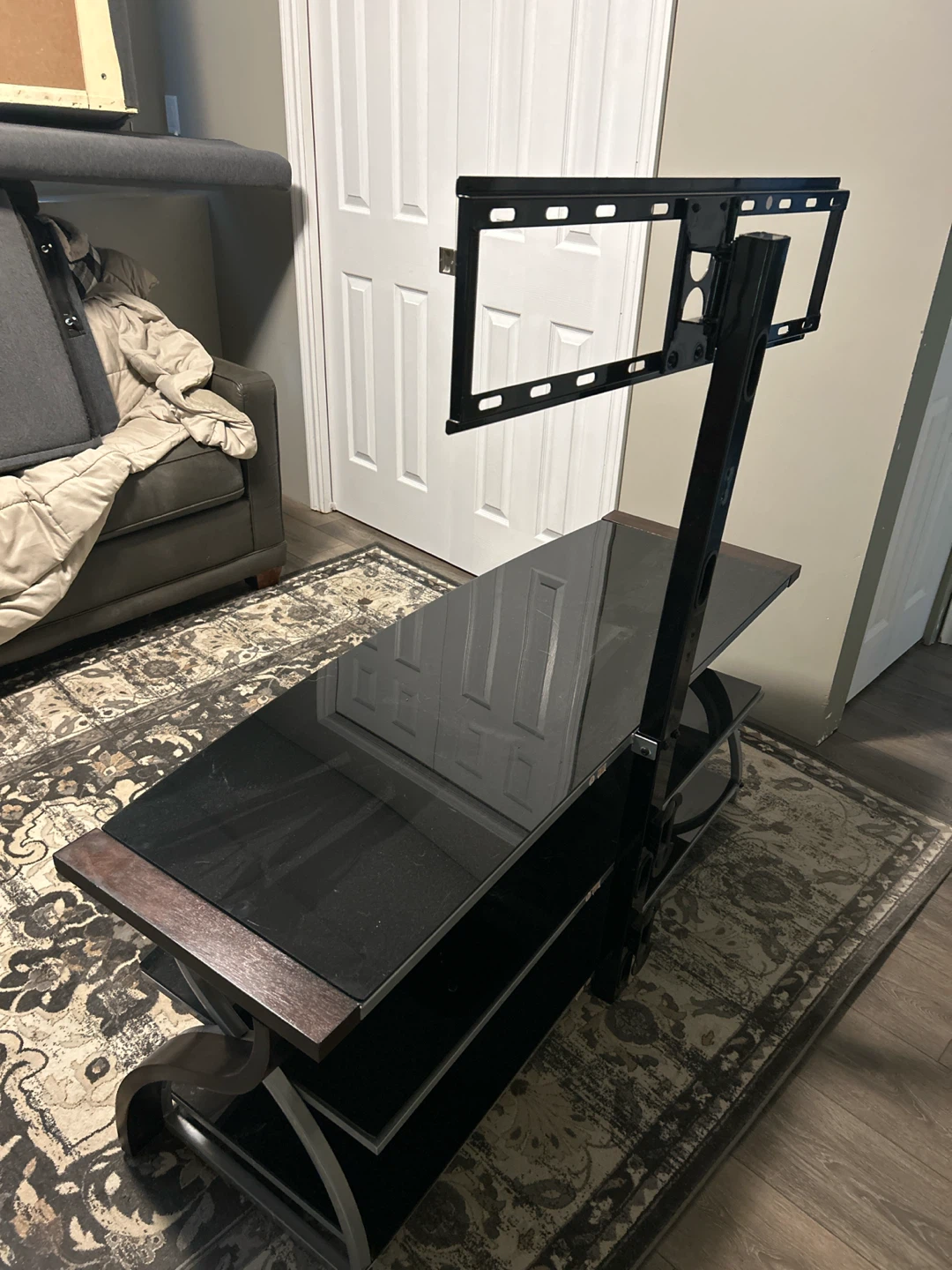 Glass and Wood TV Stand with Integrated Mount - photo 5
