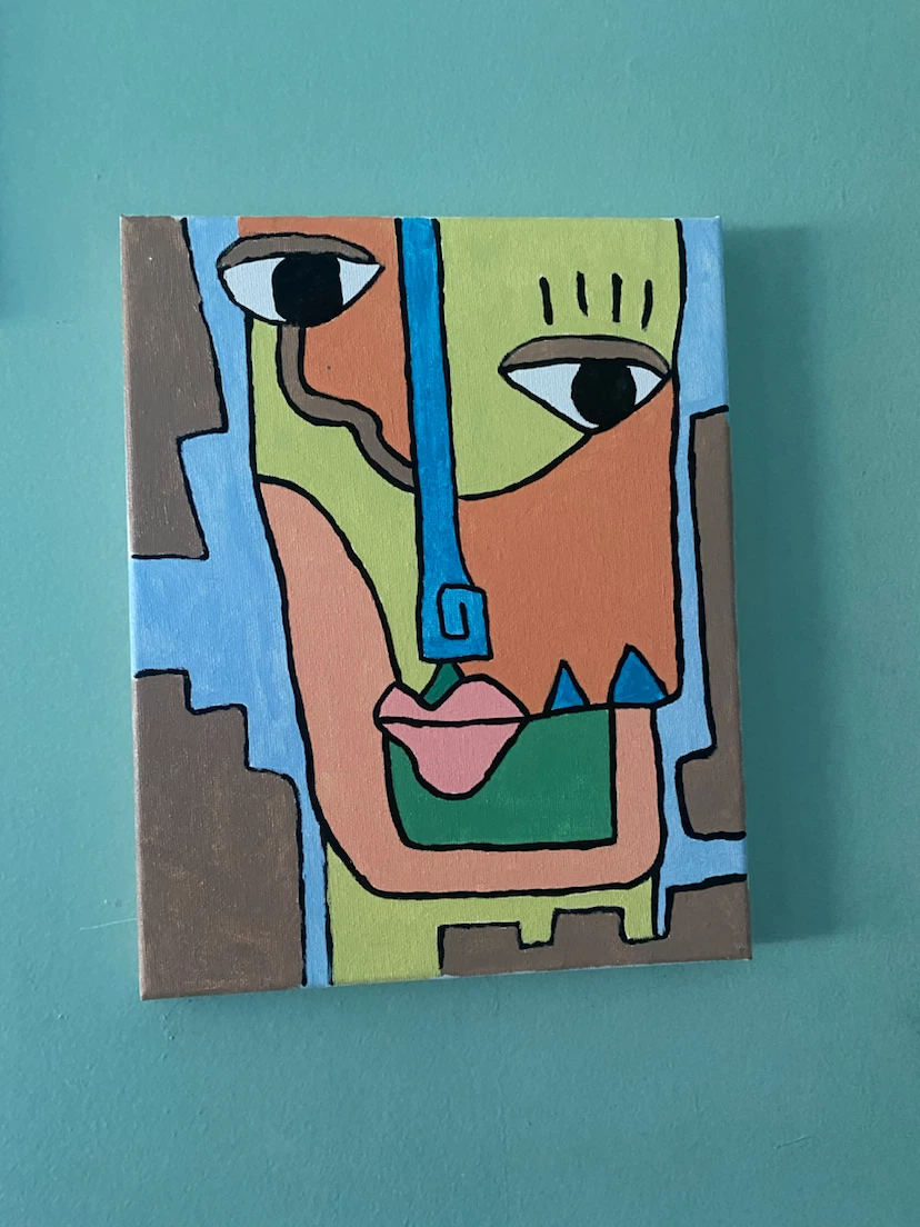 Set of 5 Abstract Face Canvas Paintings - photo 2