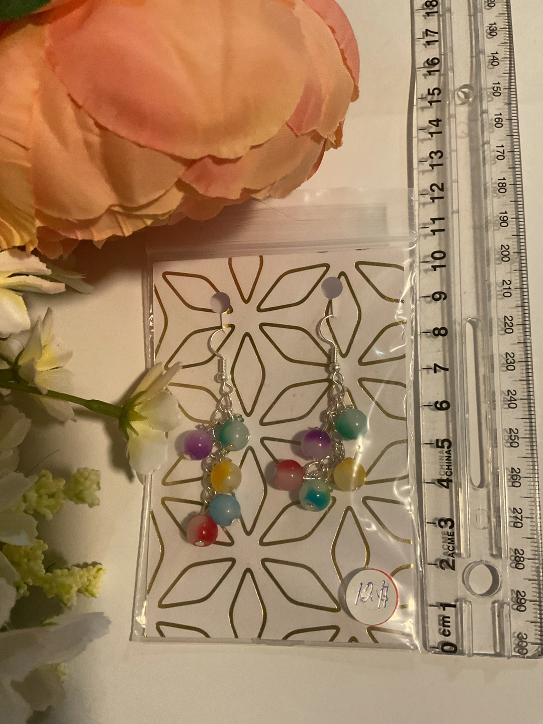 Multicoloured Bead Cluster Drop Earrings
