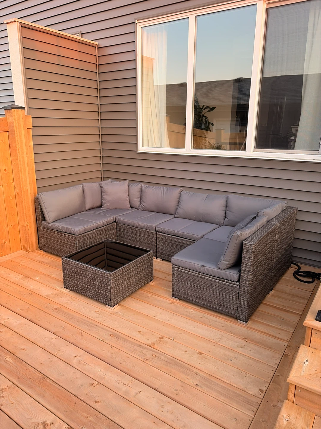 Grey Wicker Outdoor Sectional Sofa Set