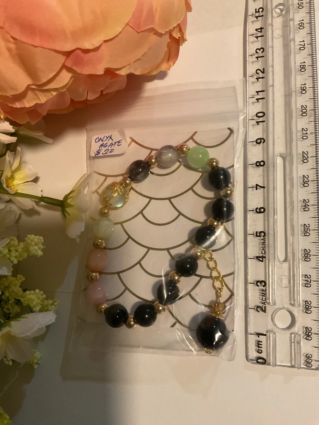 Black Onyx Agate Bead Bracelet