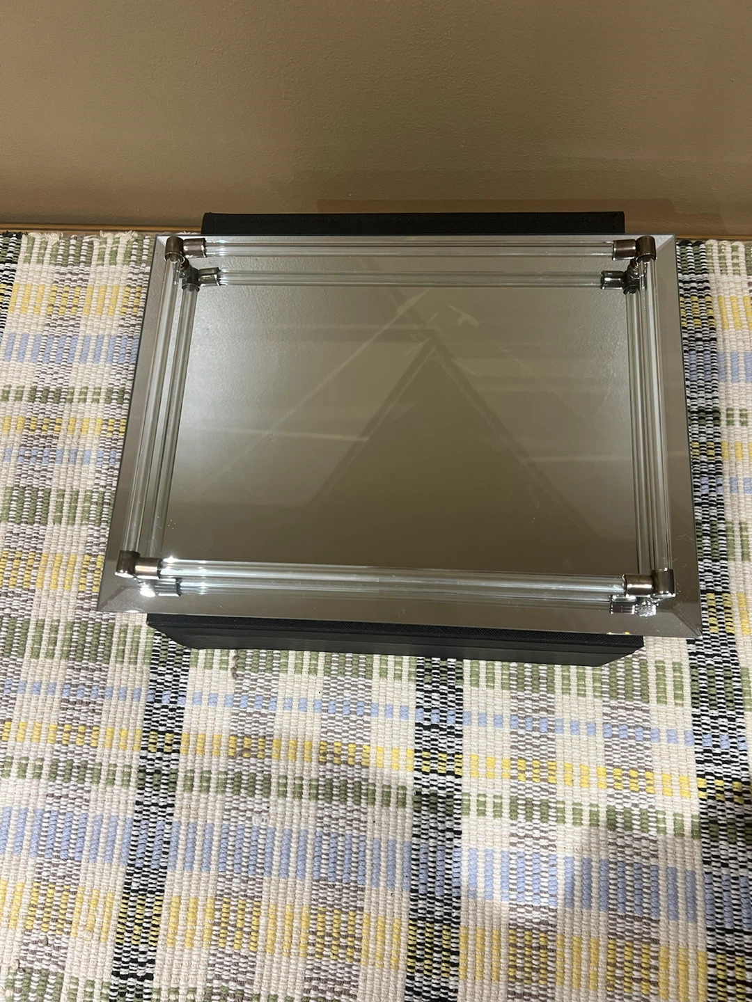 Mirrored Tray with Clear Acrylic Handles