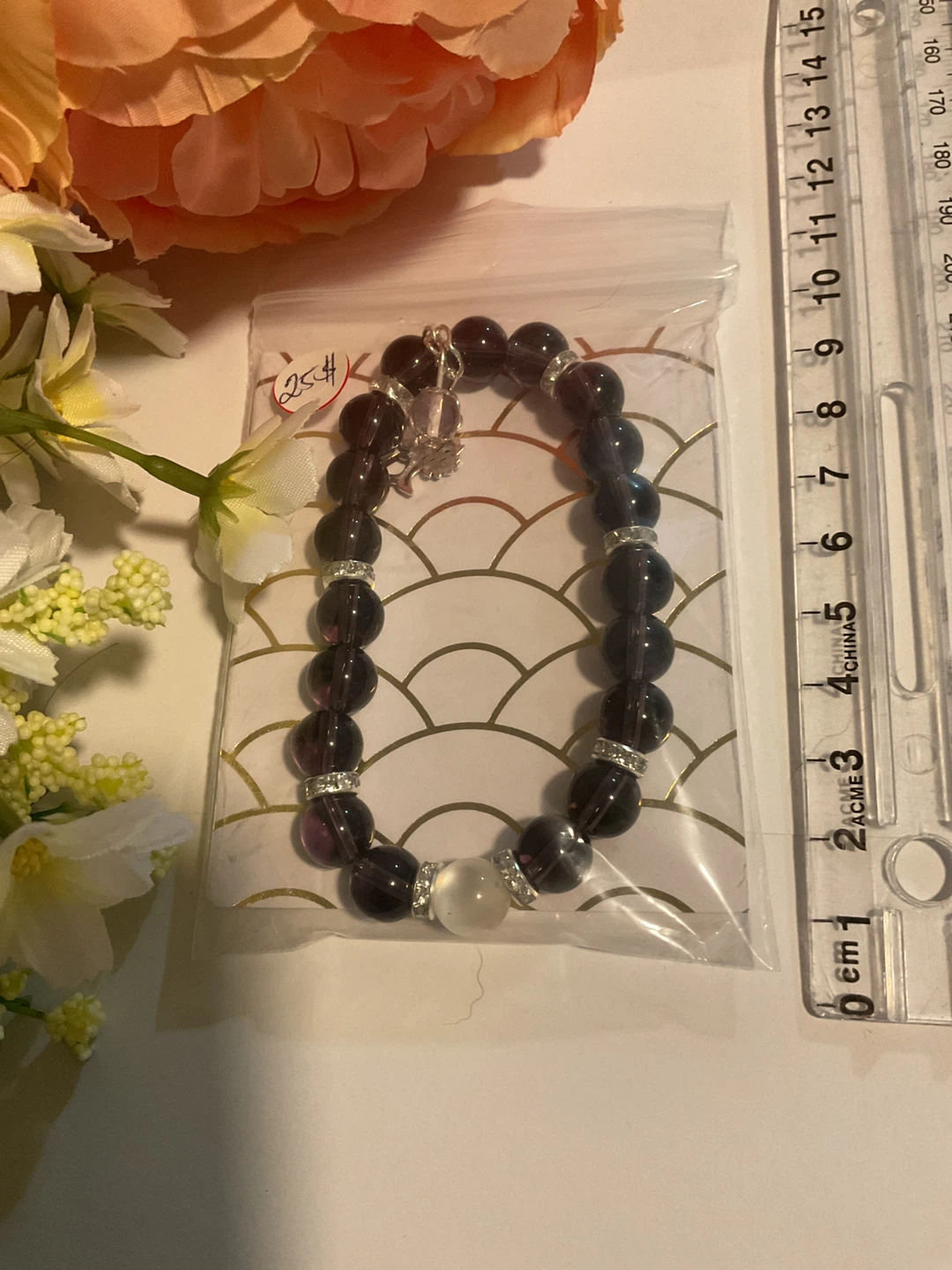 Purple Beaded Elastic Bracelet