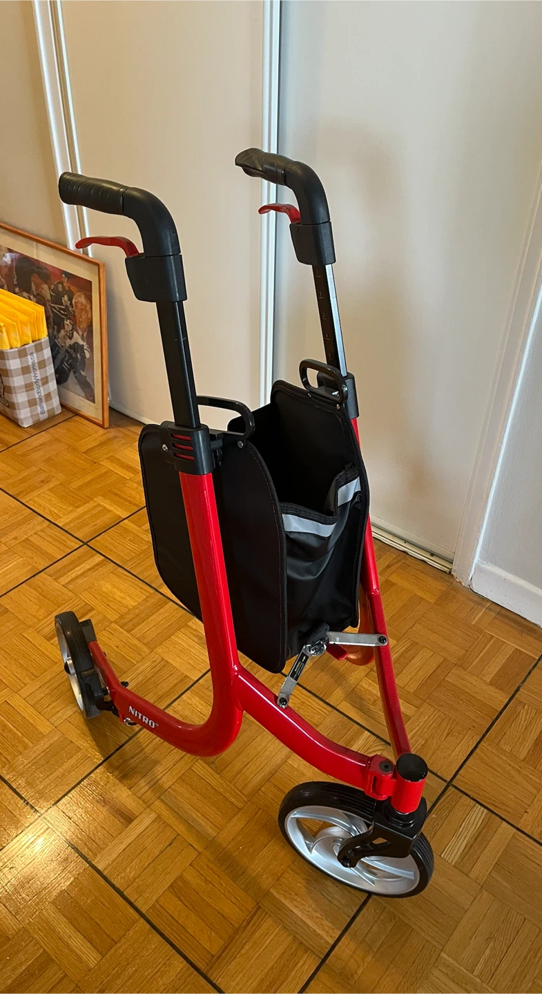 Drive Medical Nitro Red Three-Wheel Rollator