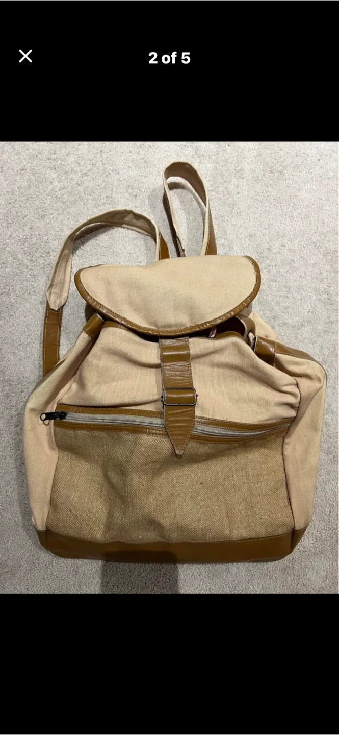 Vintage Canvas and Leather Backpack - photo 4