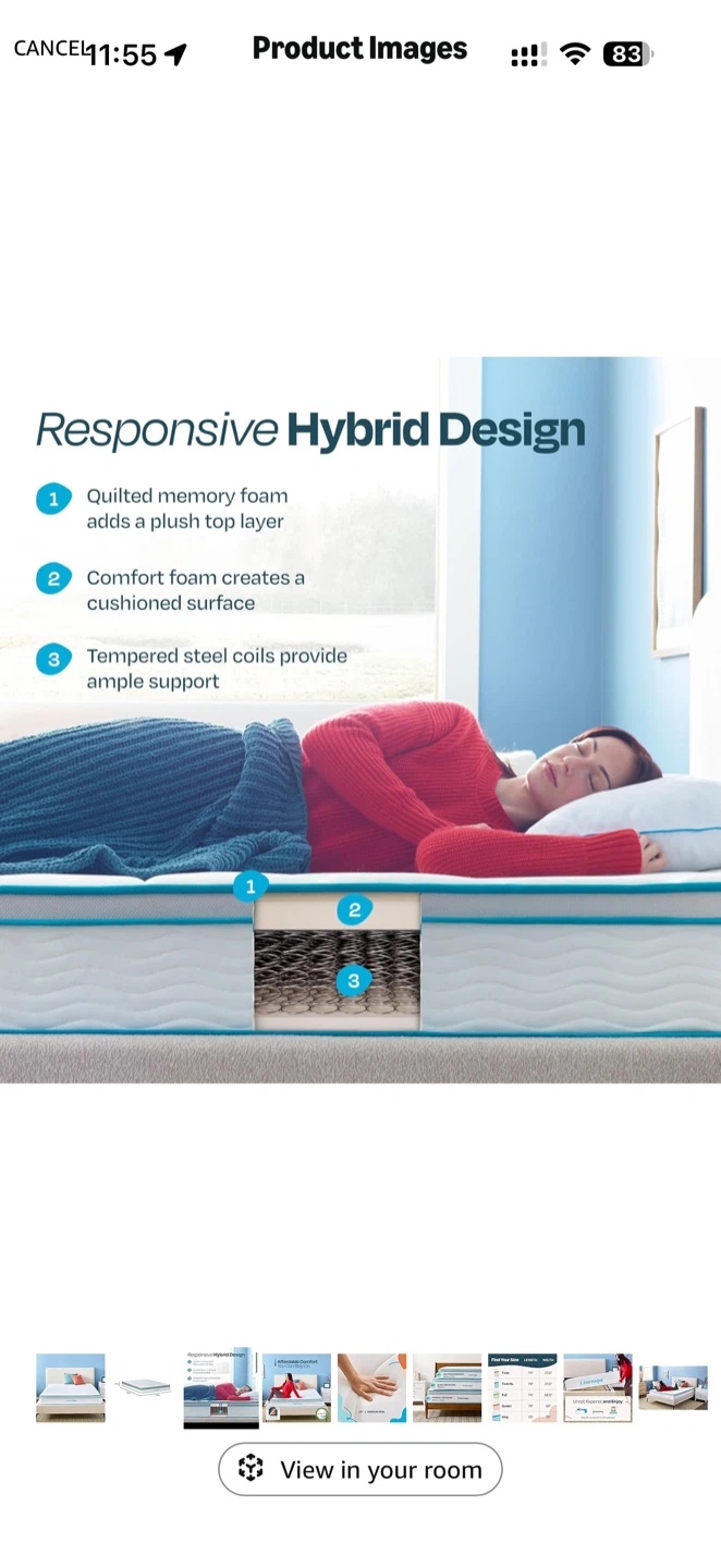 Full size Linenspa 8’ Hybrid Mattress (like Brand new) - photo 3