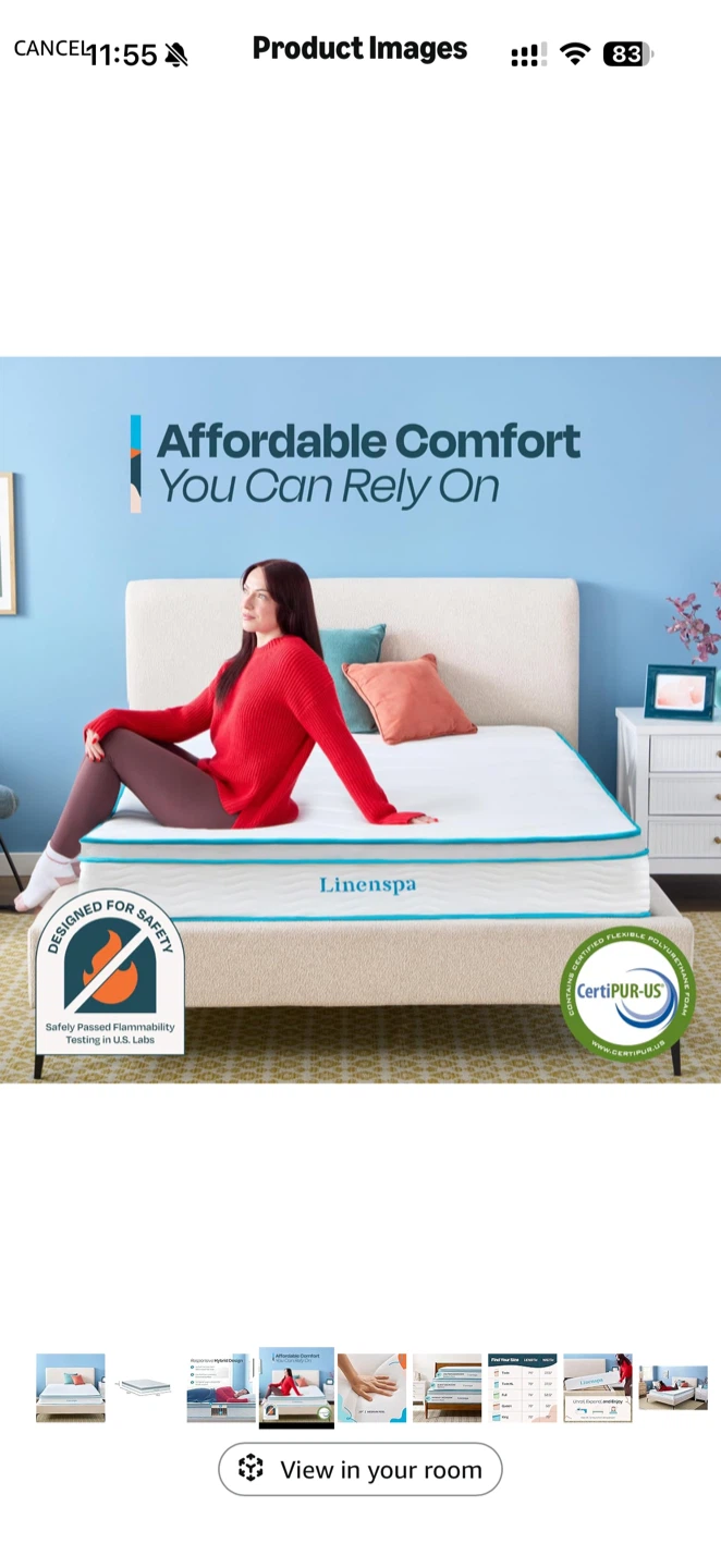 Full size Linenspa 8’ Hybrid Mattress (like Brand new) - photo 4