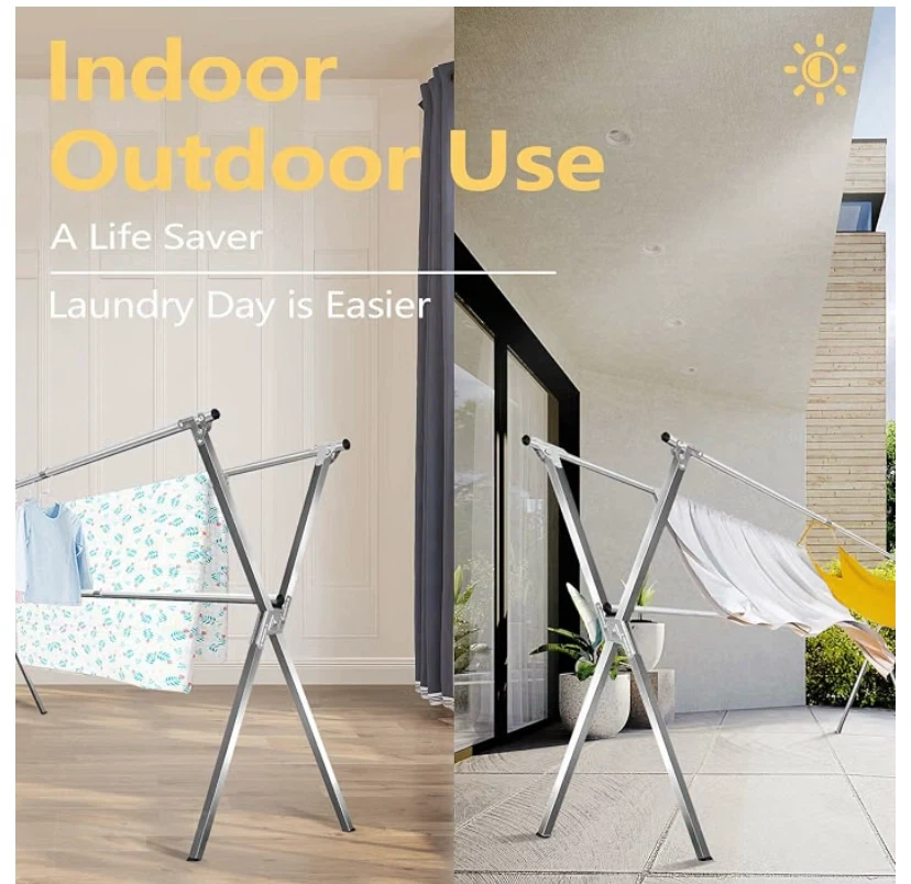 Heavy Duty Laundry Drying Rack Folding Expandable Indoor Outdoor - photo 5