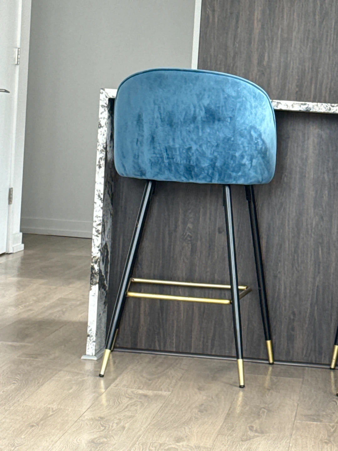 Blue Velvet Bar Stool