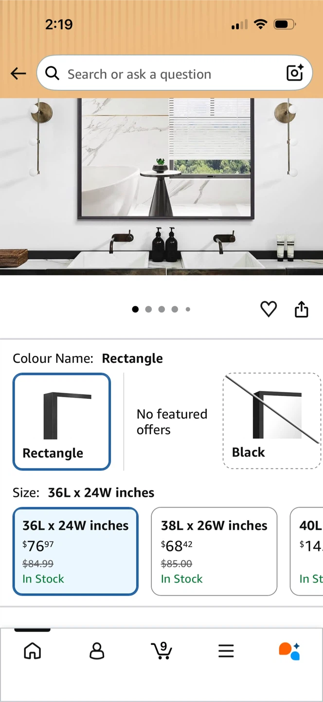 Black Wall-Mounted Mirror 24x36 Inch - photo 5