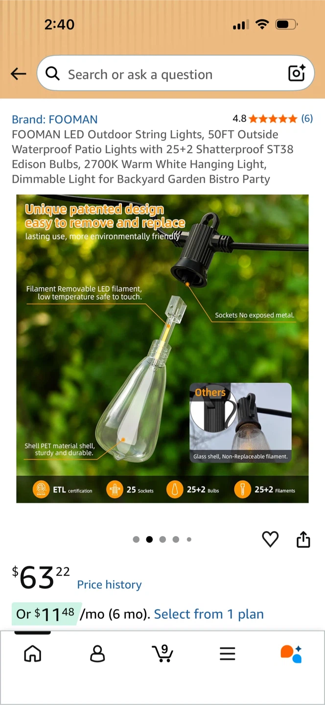 50ft LED Outdoor String Lights - photo 2
