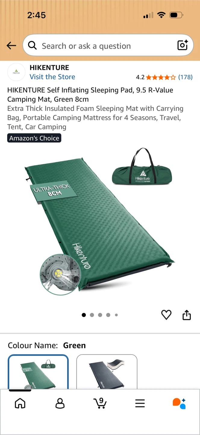 Self-Inflating Sleeping Pad - Green