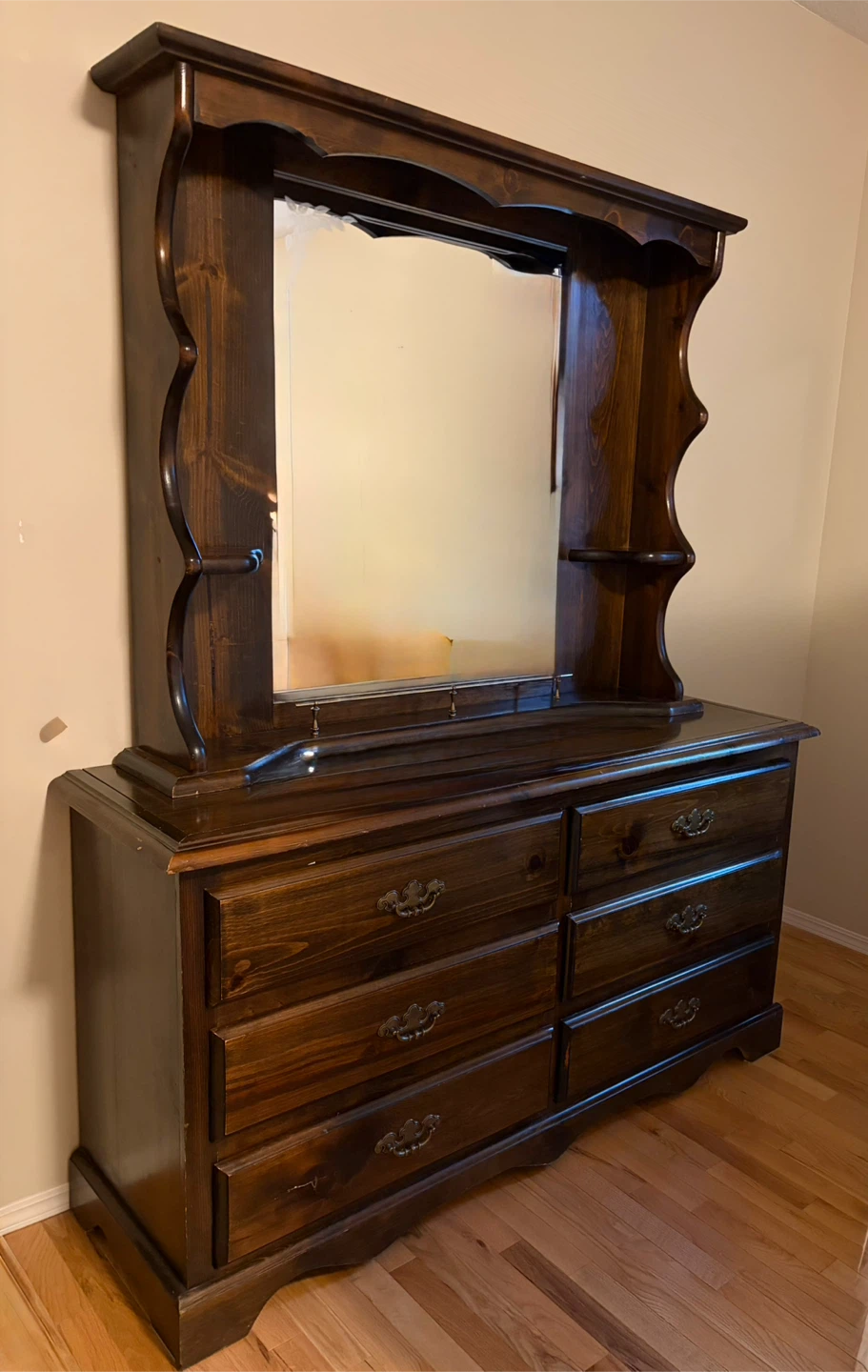 Wooden Dresser with attached mirror
