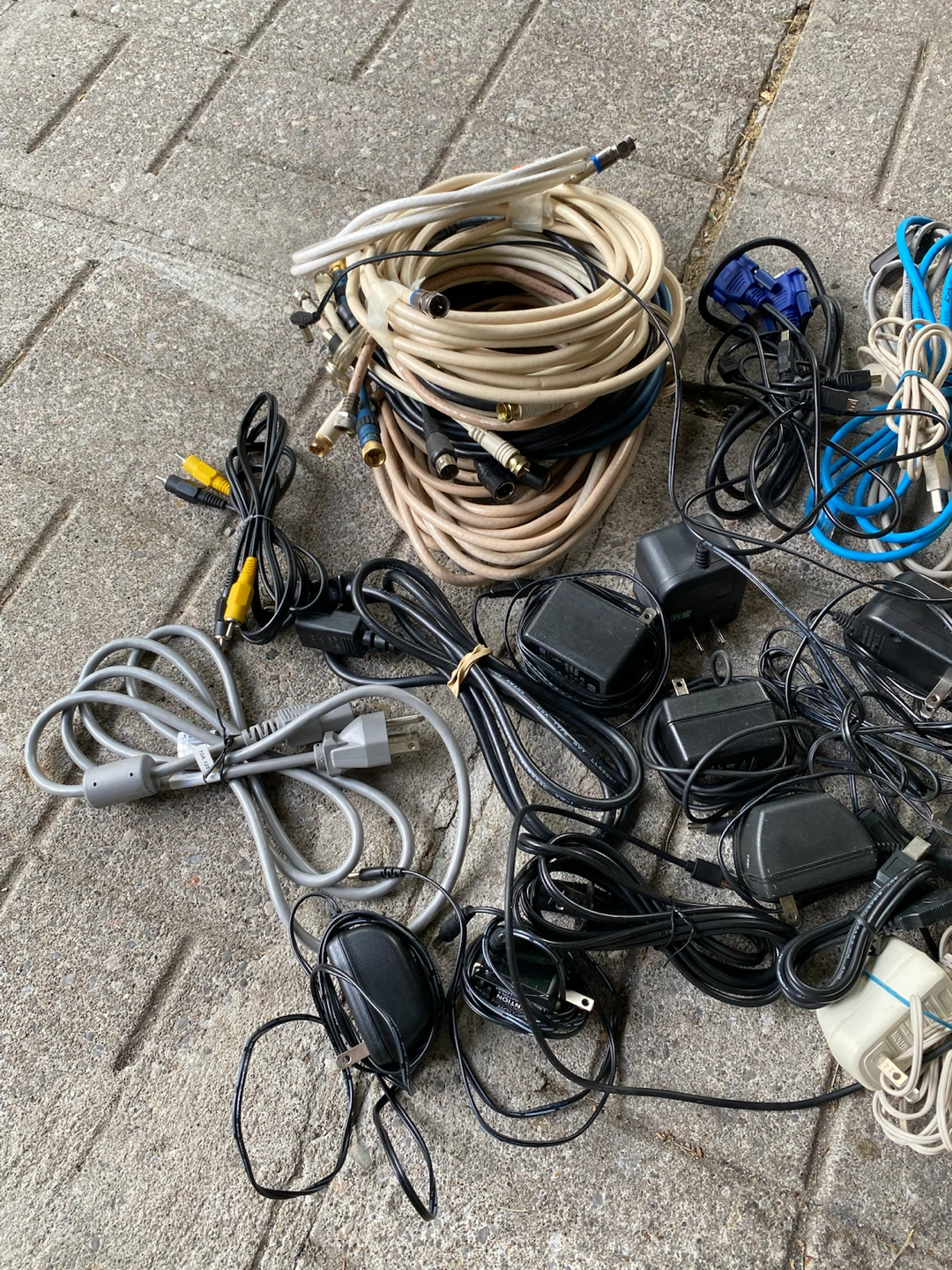 Assorted Electronics Cables and Power Adapters